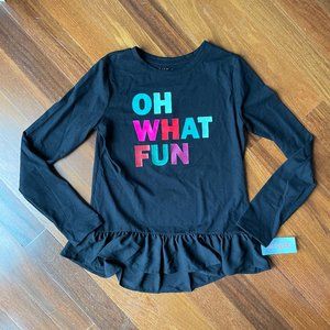 NEW Oh What Fun! 14-16 Black Holiday Shirt with Peplum